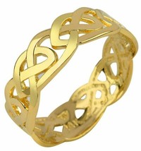 Solid Yellow Celtic Trinity Knot Band Eternity Ring 10K 14K Size 4 - 16 - £183.77 GBP+