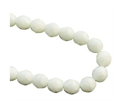 50 Preciosa Czech Fire Polished Opaque White Yellow Tint 8mm Faceted Round Beads - £5.36 GBP