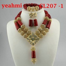 Coral Bead Sets Jewelry Latest Design Nigerian Beads Necklace Set Bridal Jewelry - £76.50 GBP
