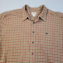 LL Bean Cotton Flannel Plaid Tan Red Button Up Shirt Mens Size XL Tall 2... - $13.98