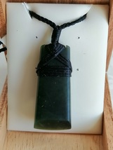 Handmade New zealand Jade green stone / Toki matte pendant / long necklace - £74.39 GBP