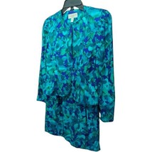 Vintage Women&#39;s 2 PC suit Floral  Blazer/Skirt 100% Silk Papell Petite S... - £13.75 GBP