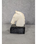 Vintage Italian Heavy Marble Horse Head Bookend Shelf Decor 5.5&quot; Tall - $23.98