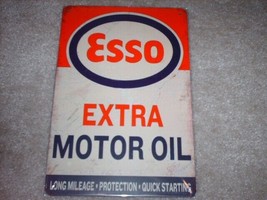 New &quot;ESSO EXTRA MOTOR OIL&quot; Tin Metal Sign Simulated Wear Vertical - £19.74 GBP