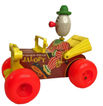 1965 Fisher Price Jolly Jalopy Circus Clown Pull Toy #724 Wooden Vintage - $16.95