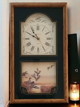 Wall Clock Ingraham Composite Wood Framed Quartz Ducks Mallards Marsh Land - $46.79