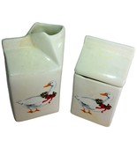 Christmas Goose Ceramic Handmade Sugar and Creamer Set Vintage 1996 - $28.70