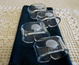 Seashell Napkin Ring Holders Set of 4 Plastic Acrylic Beach themed napki... - £14.80 GBP