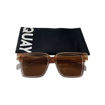 Quay Australia My Type Square Sunglasses Tan Clear Brown 46MM - $88.11