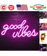 Energetic Good Vibes Neon Wall Light - Elegant Pink LED Decor for Bedrooms - $50.34 CAD