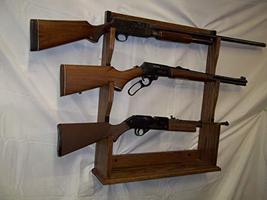3 Gun Rack for Wall, Mantle, Trade Show - Walnut Finish - £95.70 GBP