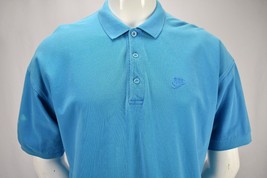 Vintage Nike Blue Polo Shirt Swoosh Logo Size Large - $22.23