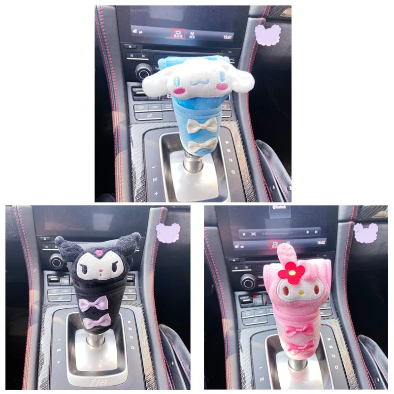 Anime Kawaii Sanrioed Kuromi Cinnamoroll My Melody Plush Car Gear Shift Lever - £15.05 GBP
