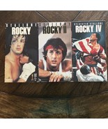 LOT of 3 VHS Rocky I II &amp; IV (1 2 4) Apollo Adrian Drago Mickey - £5.93 GBP