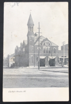 1908 City Hall Building Streator IL Illinois Postcard Flag Cancel - £7.46 GBP