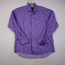 David Donahue Trim Fit Shirt Adult 16 1/2 34/35 Purple Long Sleeve Button Up Men - £28.14 GBP