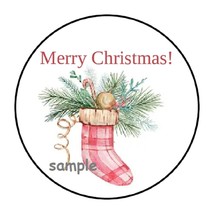 30 Merry Christmas Stocking Envelope Seals Labels Stickers 1.5&quot; Round - £5.60 GBP