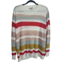 Davi &amp; Dani Sweater L Womens Multicolor Striped Long Sleeve Crew Neck Pullover - £16.05 GBP