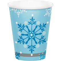 Snow Princess 8 Ct 9 oz Hot Cold Paper Cups Christmas Snowflake Swirls - £2.72 GBP