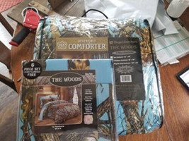 19 Pc Powder Blue Camo King Comforter Powder Blue Sheets Pillowcases Curtains - £115.98 GBP
