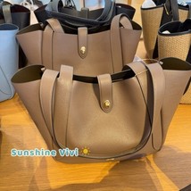 NWT COACH Hadley Turnlock Tote Bag Leather CAL17 Gold/Dark Stone - £232.45 GBP