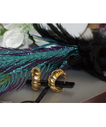 Vintage Couture .25&quot; WIde Hoop High Karat Brushed Goldtone Post 1.25&quot;  E... - $9.89