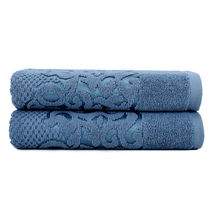  2 pcs Turkish Cotton Hand Wedge Wood Blue Towel Set - $18.66