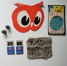 Vintage RED OWL Sewing Kit Assorted Sewing Needles Vintage Thimble Vinta... - £15.48 GBP