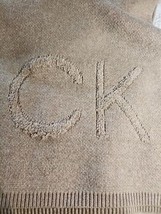 Calvin Klein Womens Scarf Beige Cocoa Knit CK Chenille Logo Heavyweight  12x70&quot; - £19.78 GBP