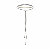 925 Sterling Silver Grey Suede Bar Lariat Necklace with End Beads Choker... - £106.15 GBP