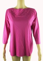 Women&#39;s T-Shirt Basic Editions Women&#39;s 3/4 Sleeve Lattice T-Shirt Size S... - £8.55 GBP