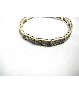 VINTAGE STERLING SILVER & MARCASITE RECTANGLE LINK HEAVY BRACELET 7" SPADE MARK - $89.99