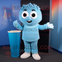 Sky Blue Pop Corn mascot costume character dressed with a Sweater and Bracelets - $1,239.00