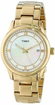 Timex T2P1489J NEW Womens Classic Gold-Tone Bracelet Watch With White Pearl Dial - £39.62 GBP
