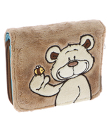 NICI Bear Cream Embrodiery Brown Plush Wallet for Girls Women - £10.34 GBP