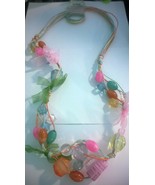 Fun Colorful Macrame Dangle Necklace with Colorful Beads - $285.54 MXN