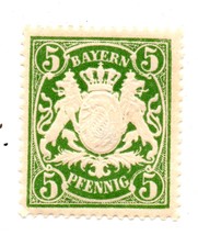 1911 Bavaria Mint 5 Pfennig Stamp - Embossed White on Green Background  - £4.47 GBP