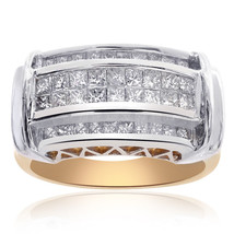 1.00 Carat Princess Cut Invisible Setting Ring 14K Two Tone Gold - £1,072.97 GBP