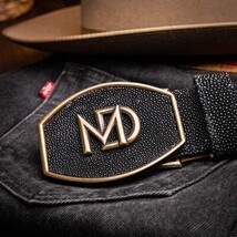 GEORGIA Genuine Stingray Skin Western Belt Black image 8