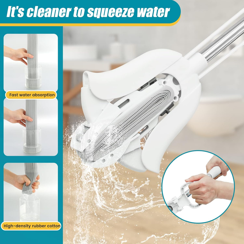 Elegant White PVA Sponge Mop, Adjustable Handle & Super Absorbent Sponge for Wet Item image 4