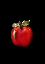 Beautiful Vintage Candy Apple Red Enamel Apple Brooch Gold Green Leaves - $16.00