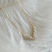 14K Gold Bohemian V Necklace- 925 Silver, gift, small, stunning, small, white - £42.78 GBP