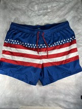 George Mens American Flag Swim Trunks Sz 2XL 44-46 Bathing Suit Mesh - £9.03 GBP