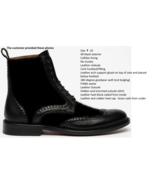 Handmade Men's Wingtip Black Leather & Suede Brogue Round Toe Ankle High Boot - $249.99