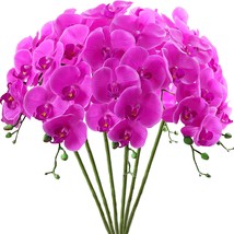 Fagushome 32&quot; Artificial Phalaenopsis Flowers 6 Pcs Artificial Orchid, Purple - £26.37 GBP