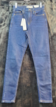 Topshop Jeans Womens Size 4 Blue Denim Cotton Pockets Skinny Leg Flat Front - £19.76 GBP