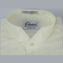 Men's Tuxedo shirt By CLASSIX Wing Tip Formal Pleated Front After Six M00 Ivory image 6