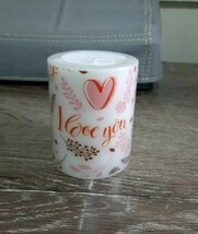 (1) Heart I Love you White pillar candle 2.95&quot;Hx2.4&quot;W  Wedding /Valentin... - $11.68