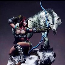 1/32 Resin Model Kit Beautiful Girl with a Wolf is a Hunter Unpainted - £31.60 GBP