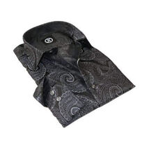 Men's Silky Paisley Floral Shirt By JT Milano AVM Turkey Slim Fit 6021-15 Black image 2